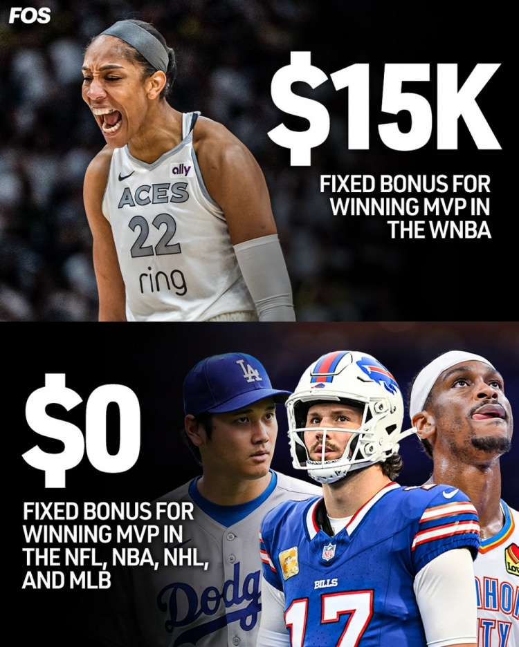 WNBA拿到MVP獎金1.5萬美金！而北美四大聯(lián)盟都無聯(lián)盟獎金